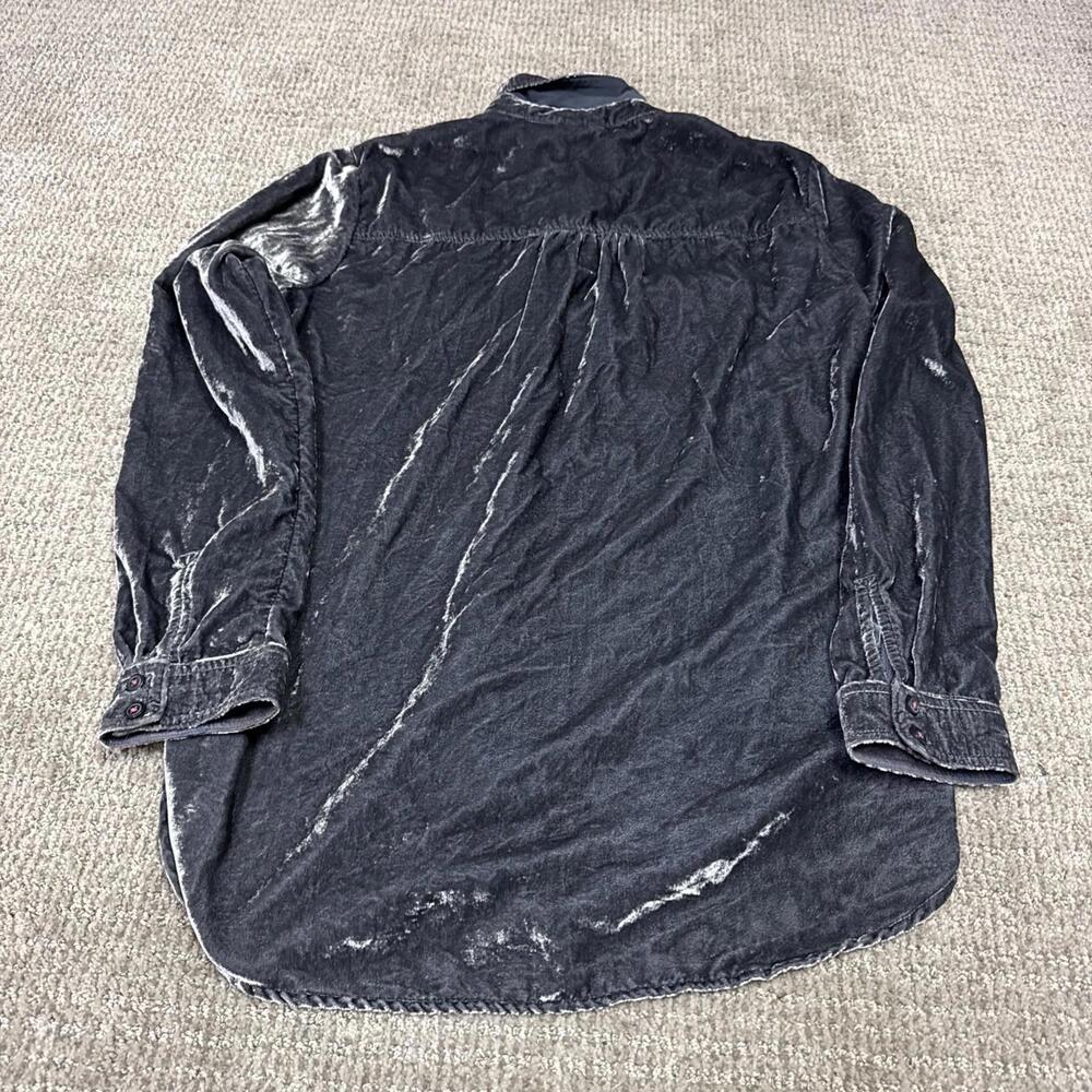 Pilcro Black Washed Velvet Button-Up Shirt - Picture 11 of 11